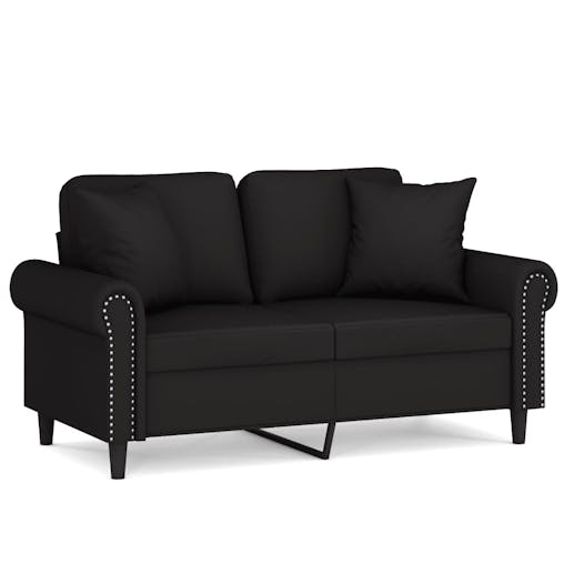 NNEVL 2-Seater Sofa with Throw Pillows Black 120 cm Velvet