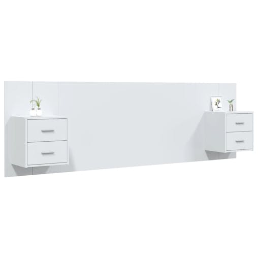 NNEVL Bed Headboard with Cabinets White Engineered Wood