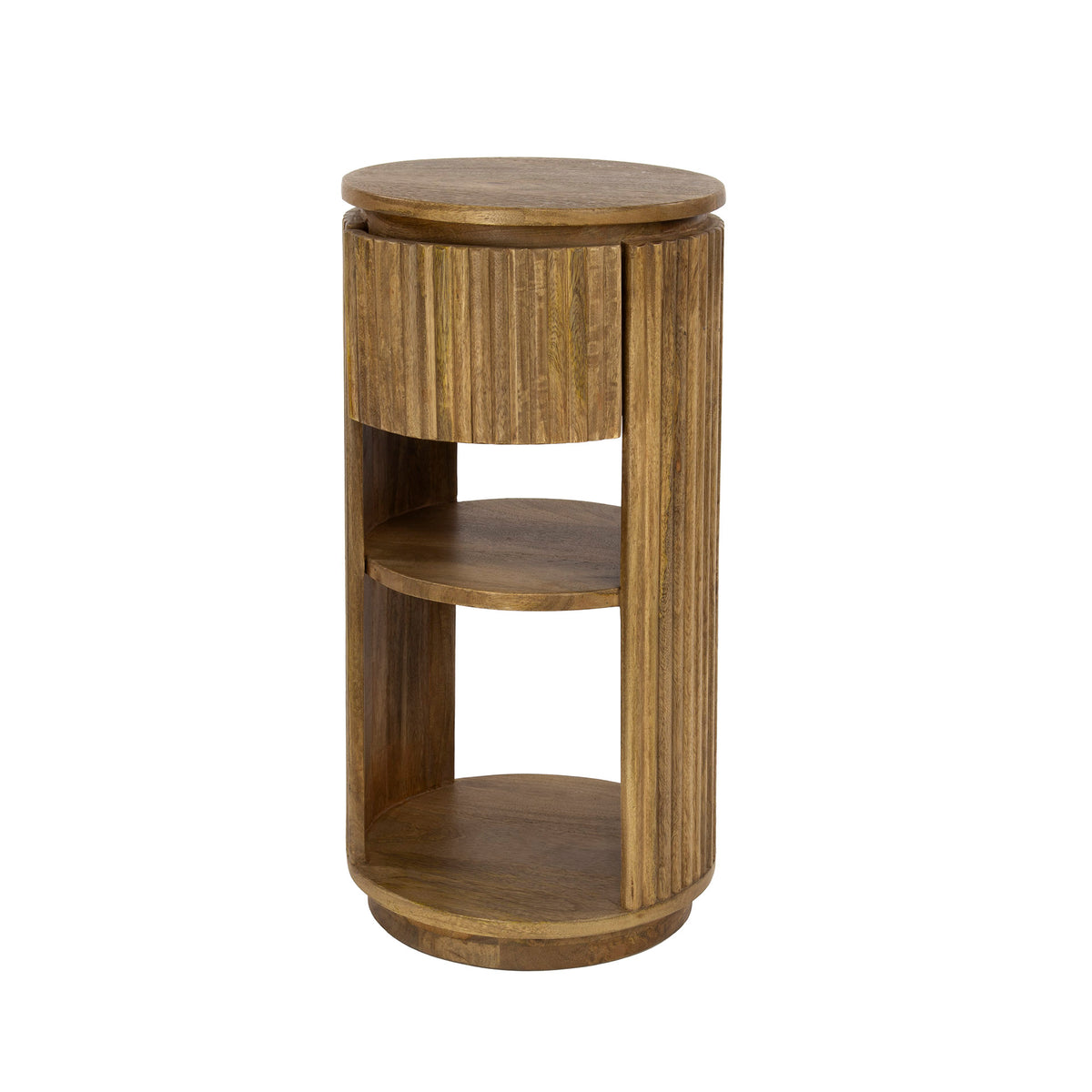 Hoyz Collection - Nachtkastje Wave XS Rond 1 Lade - Massief Mango Zand