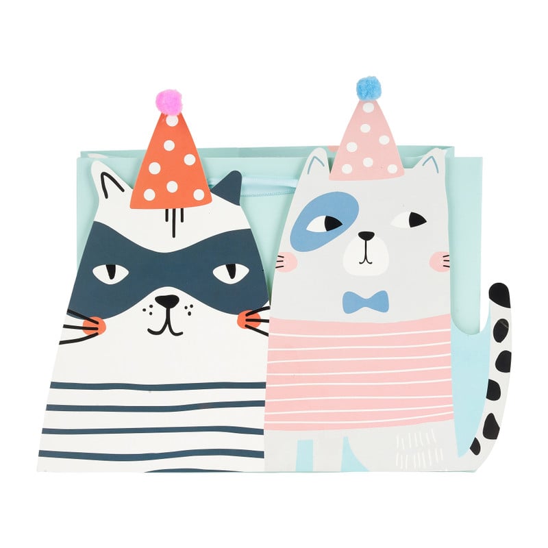 Cadeautasje cats - blauw - 18x21 cm