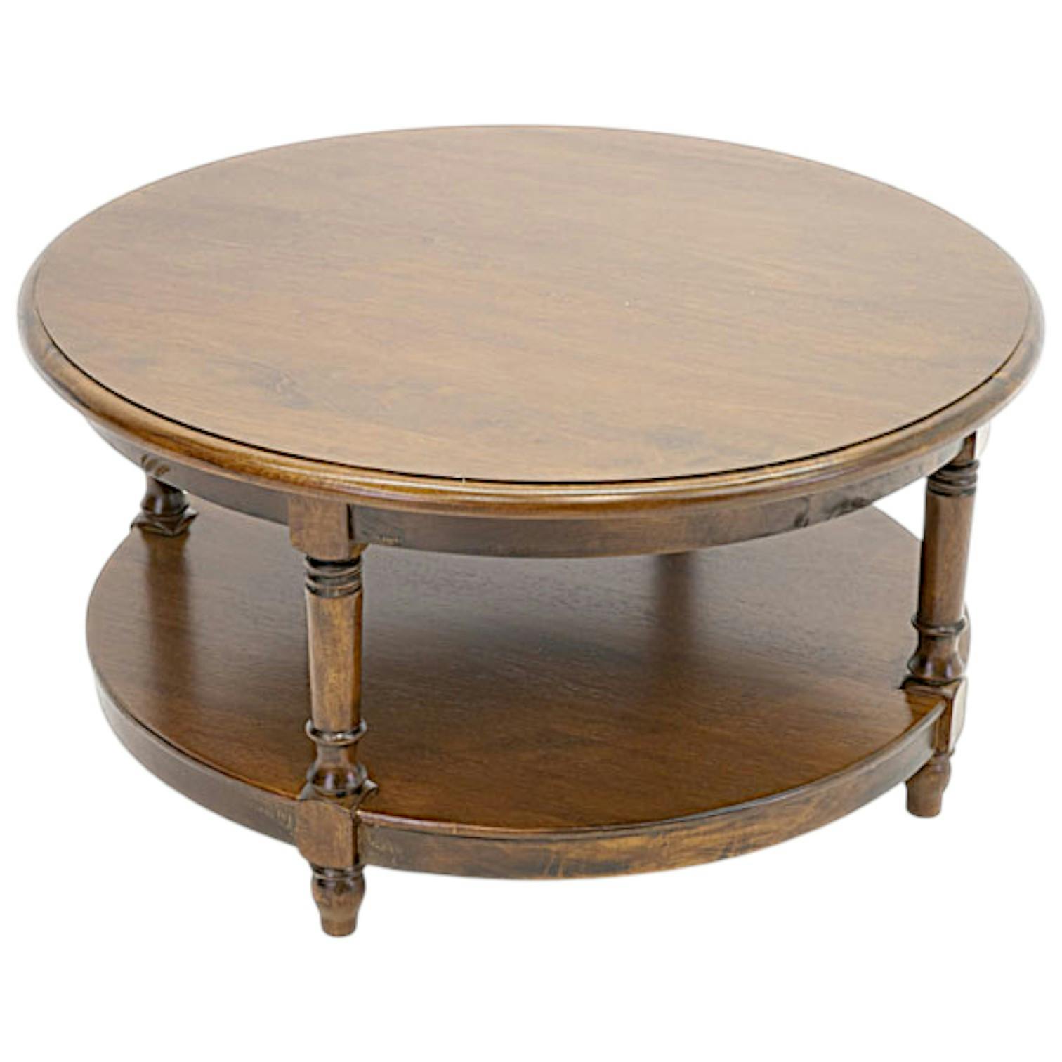 Table basse ronde double plateau hévéa D80cm TRADITION