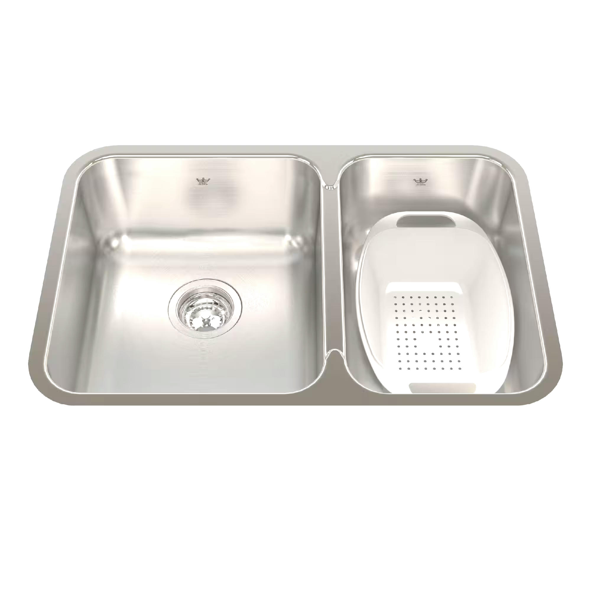 Kindred Steel Queen Undermount Double Bowl Kitchen Sink, 26.88-in x 17.75-in x 8-in, Stainless Steel