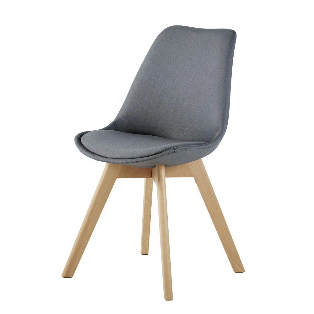 Ice - Chaise en tissu gris foncé et hêtre