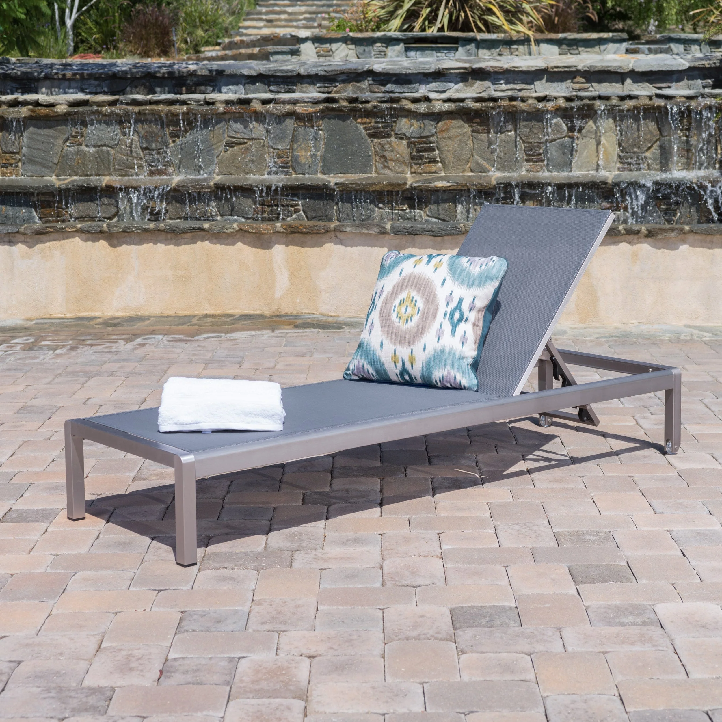 Cape Coral Outdoor Aluminum Adjustable Chaise Lounge by Christopher Knight Home