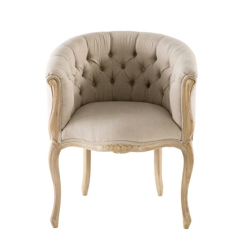 Zola - Fauteuil capitonné en lin