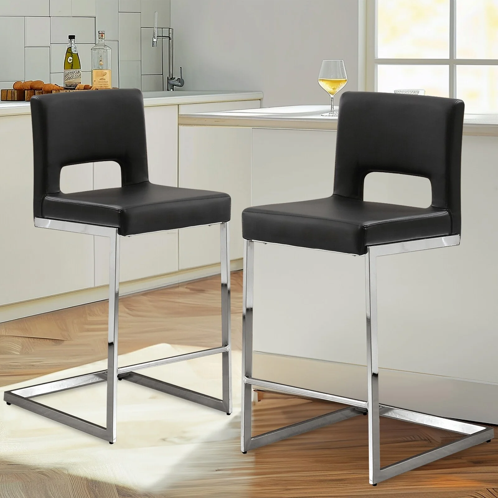 26 Counter Height Bar Stools Set of 2/3 with Metal Frame - 18W x 23D x 37.6H