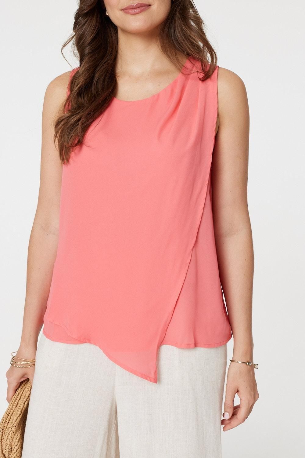 Izabel London Asymmetric Pleat Front Blouse Top