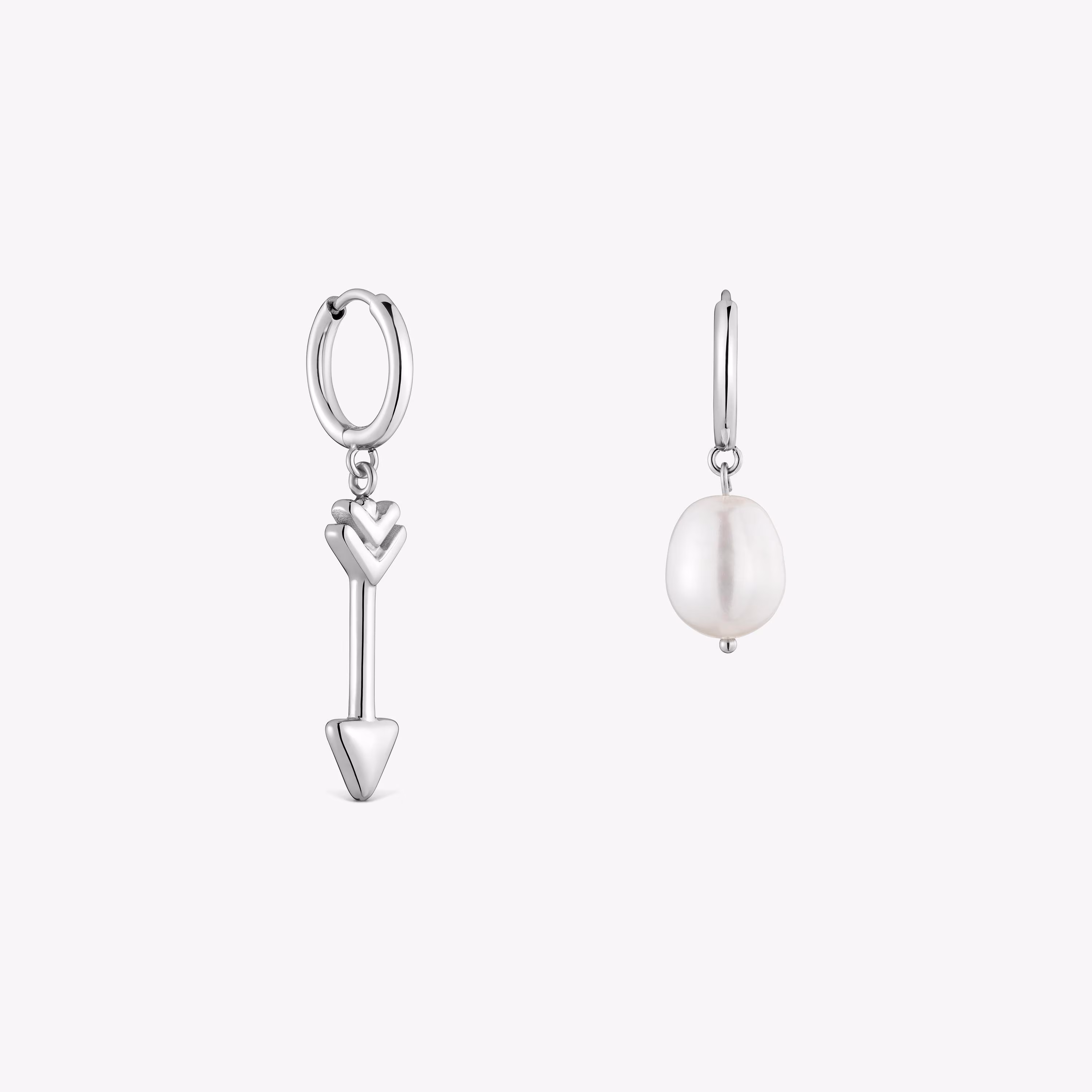 Pendientes de aro de acero, perla cultivada y motivo flecha TOUS Charming