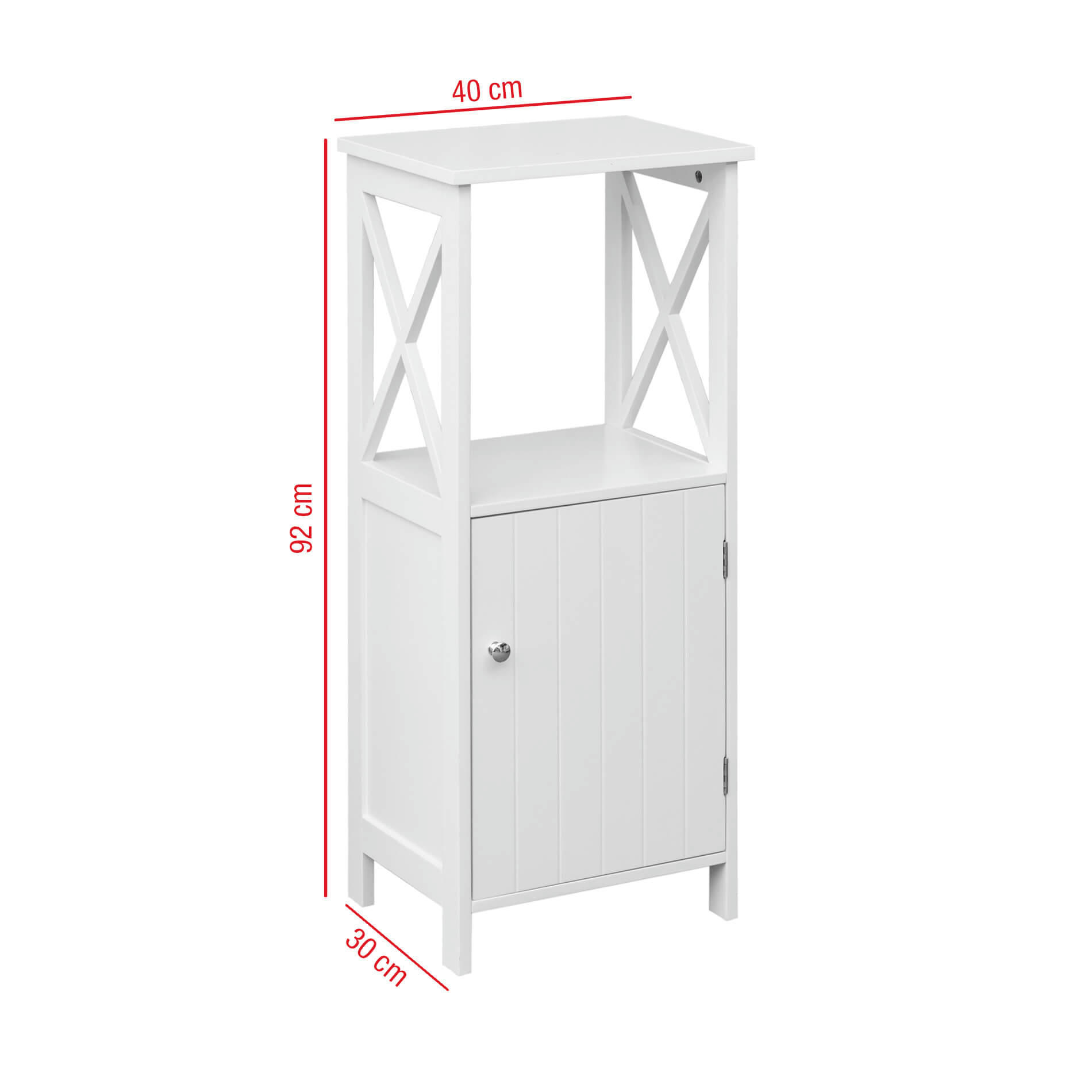 - Meuble colonne de salle de bain 1 porte étagère en MDF blanc