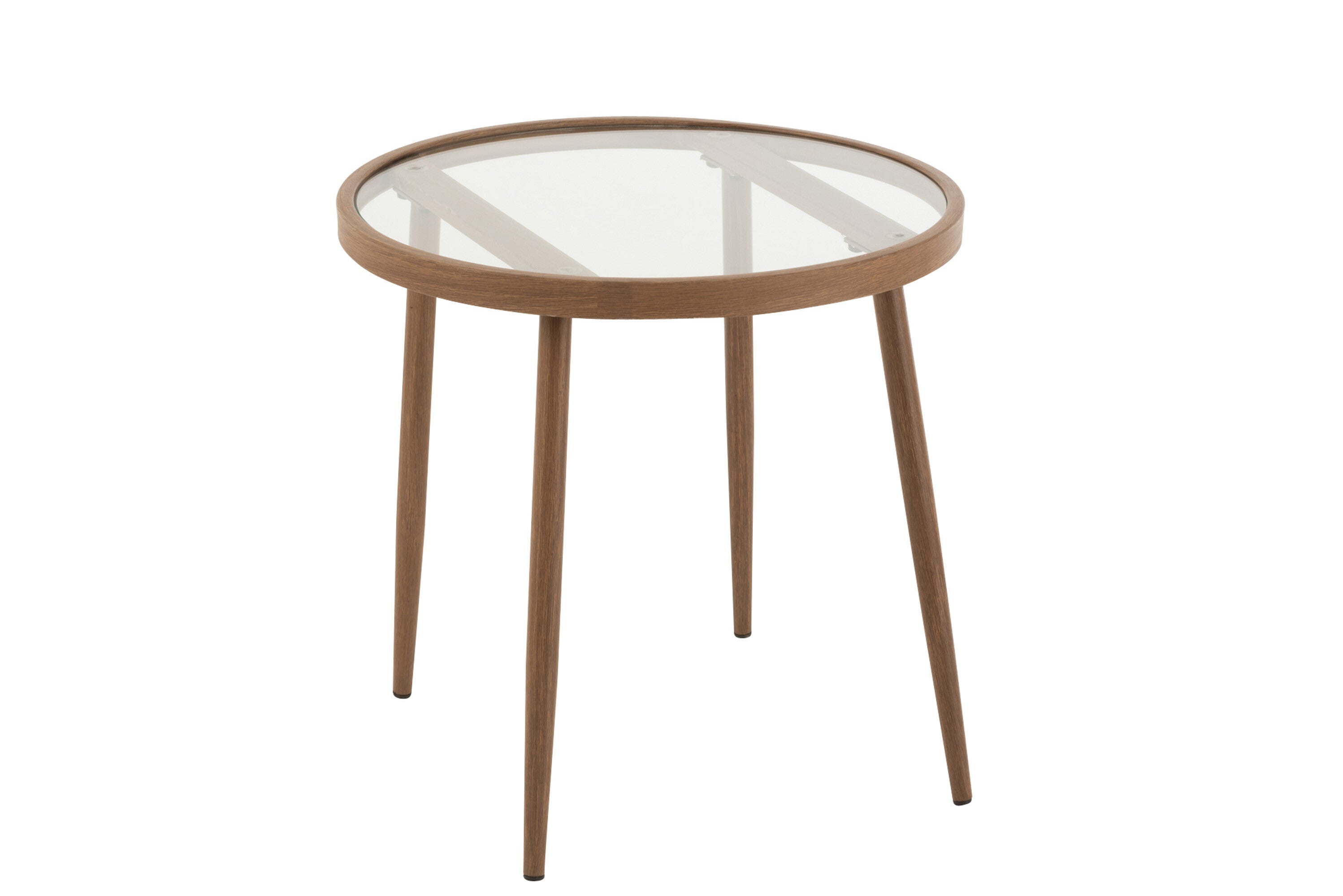 J-Line bijzettafel Rond - metaal/glas - donkerbruin