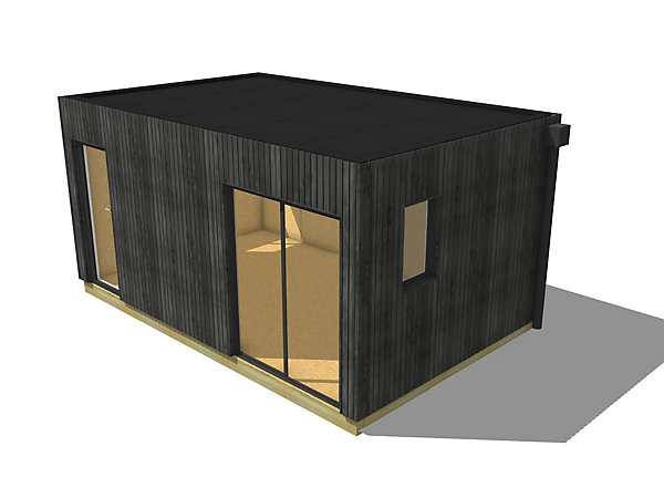 Bureau de jardin 4 saisons en bois 5,5 x 3,5 x 2,7 m / isolation RE2020 avec plancher isolé