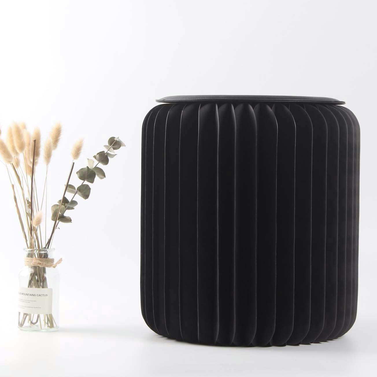 - Pouf design en carton plié 35 cm noir