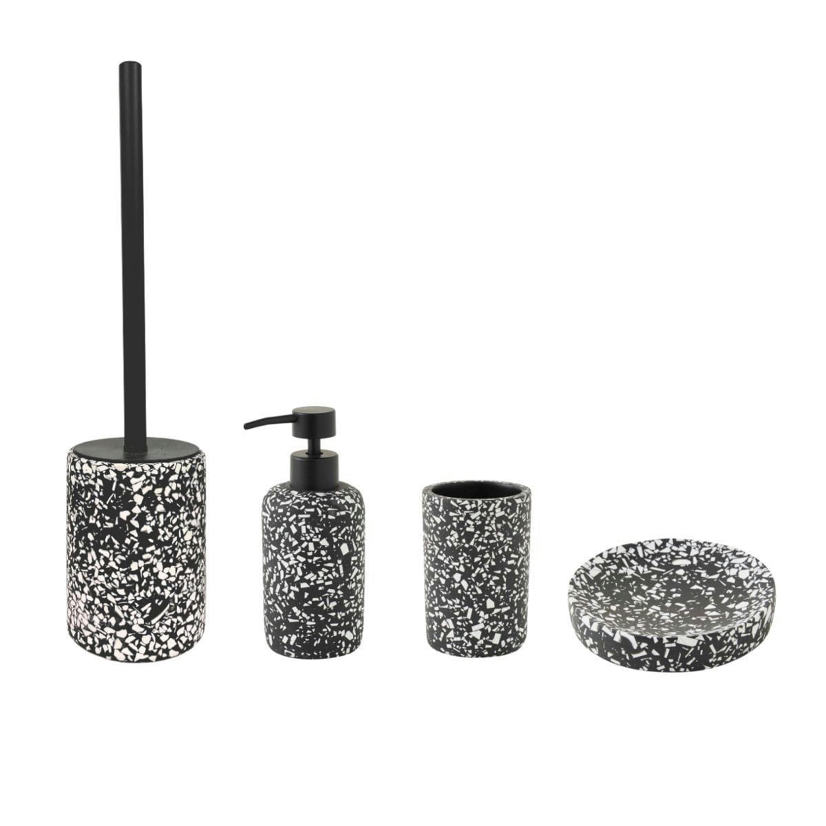 TERRAZZO - Set de salle de bain 4 pièces en polyrésine noir