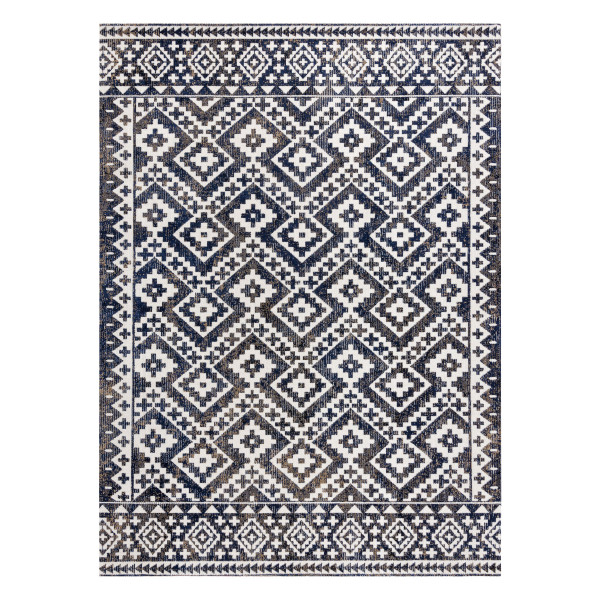 Dywan nowoczesny MUNDO E0561 romby, zygzak 3D outdoor niebieski 80x250 cm