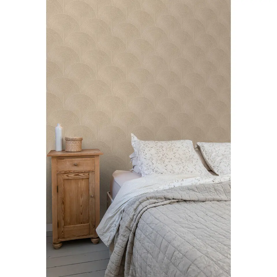 ESTAhome behang 3D-motief donker beige - 50 x 900 cm