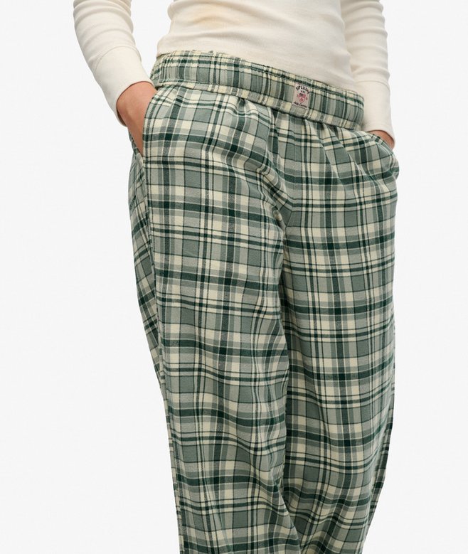 Cotton Check Elastic Trousers