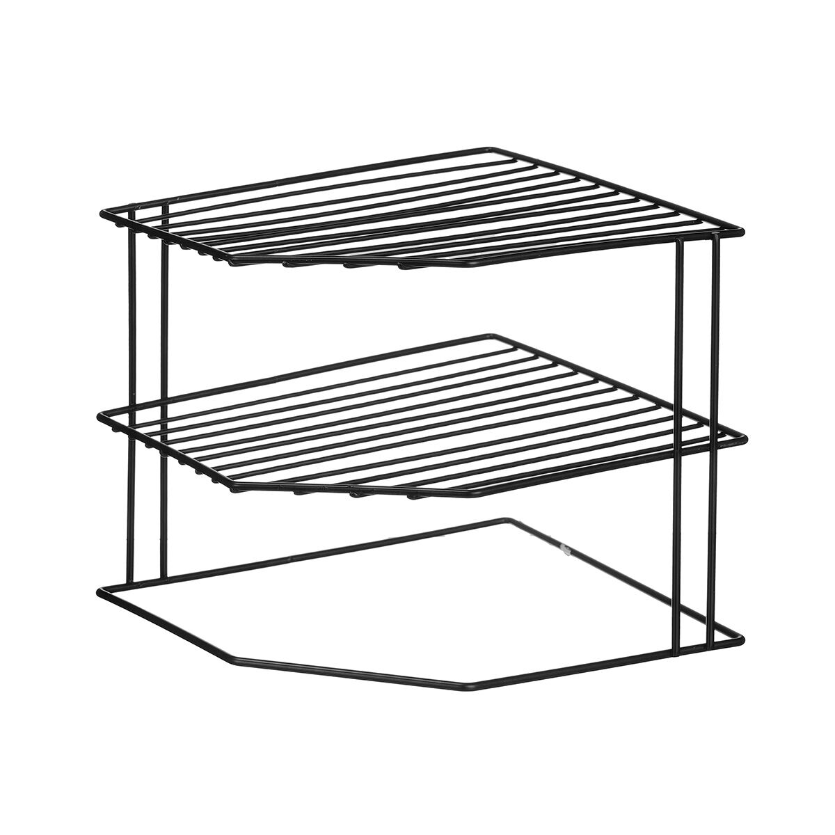 Prateleira de canto com 2 níveis preto