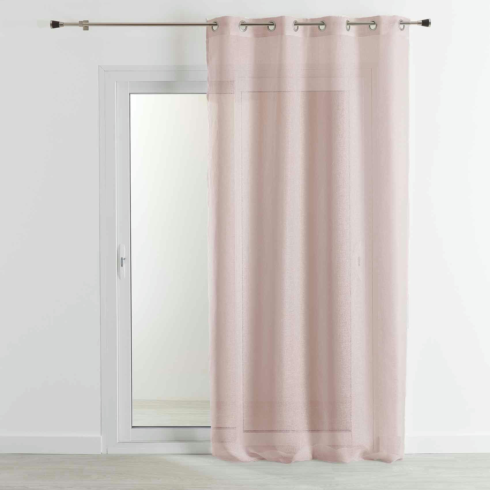 - Voilage 100% lin rose poudré 140x260 cm