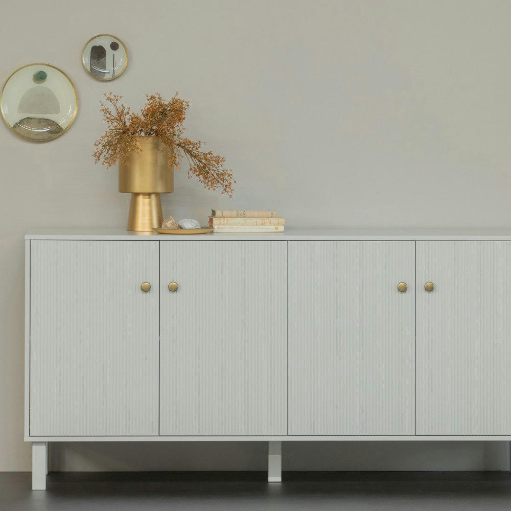 MADU - Buffet 2 portes en bois L160cm gris clair