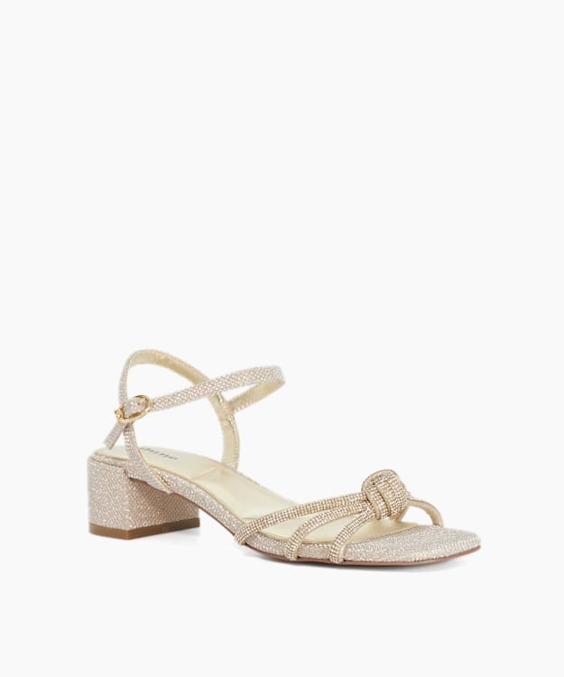 Marvelousness Gold - Mid Height Block Heel Sandals
