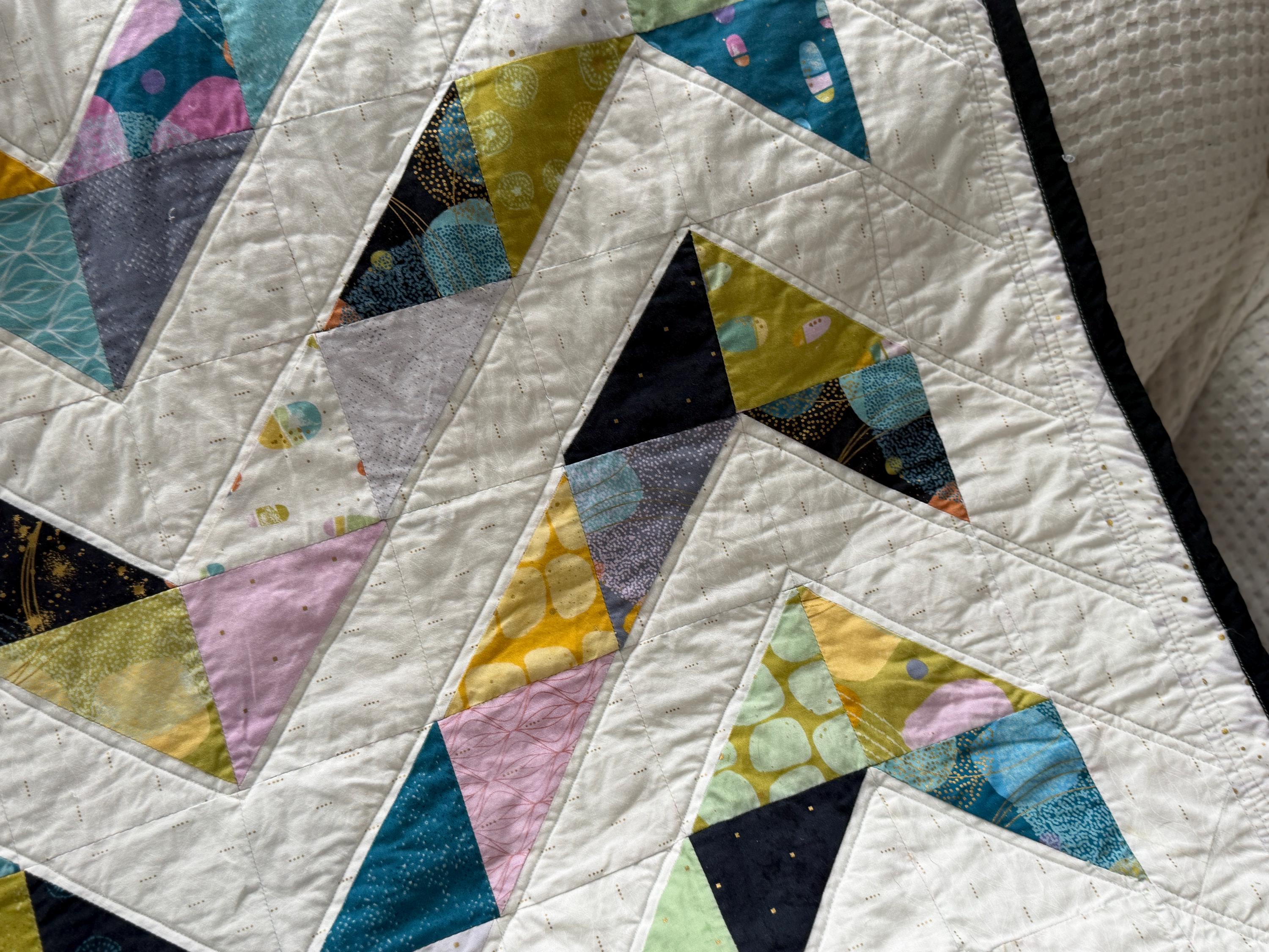 Handmade Chevron Baby Quilt, Minky Backed, Modern Print Blanket (45x45 inches)