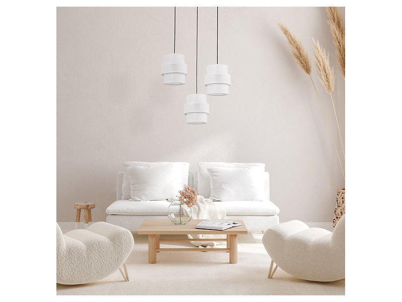 Lampa wisząca Calisto White 3-punktowa 210 cm tkaninowa biała
