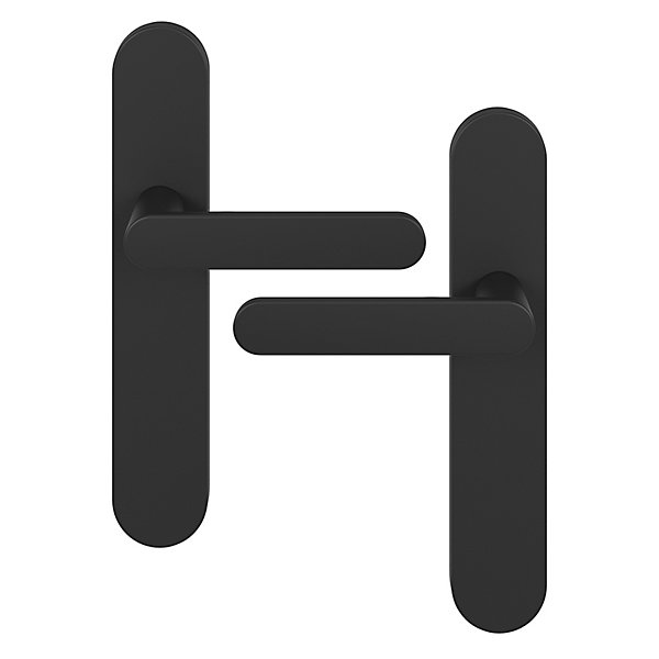 Ensemble poignée sur plaque rond GoodHome Minzh effet nickel mat noir L.120mm x l.42mm entraxe 165-195mm
