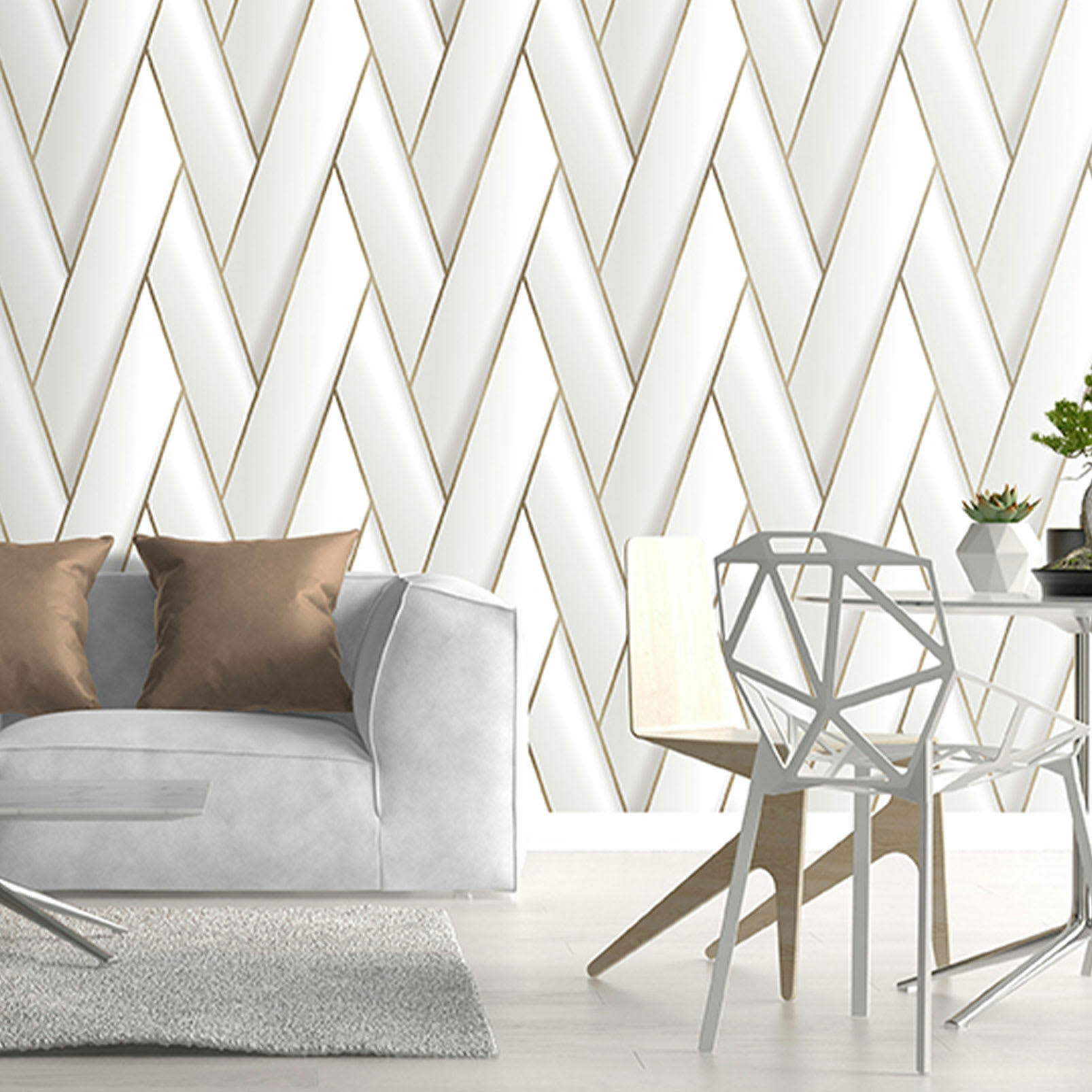 - Papier peint géométrique Art doré 0,53x10 mètrescm