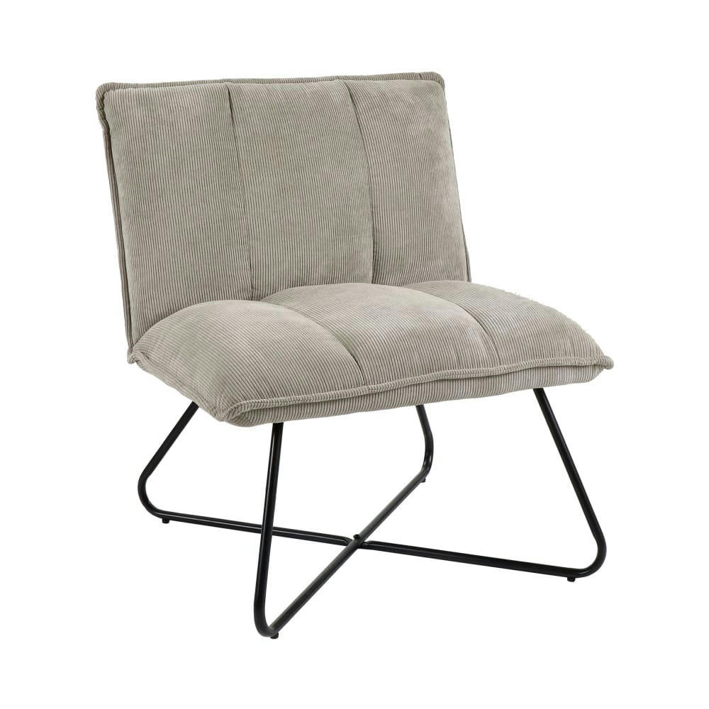 FORREST - Fauteuil en velours côtelé pieds métal gris clair