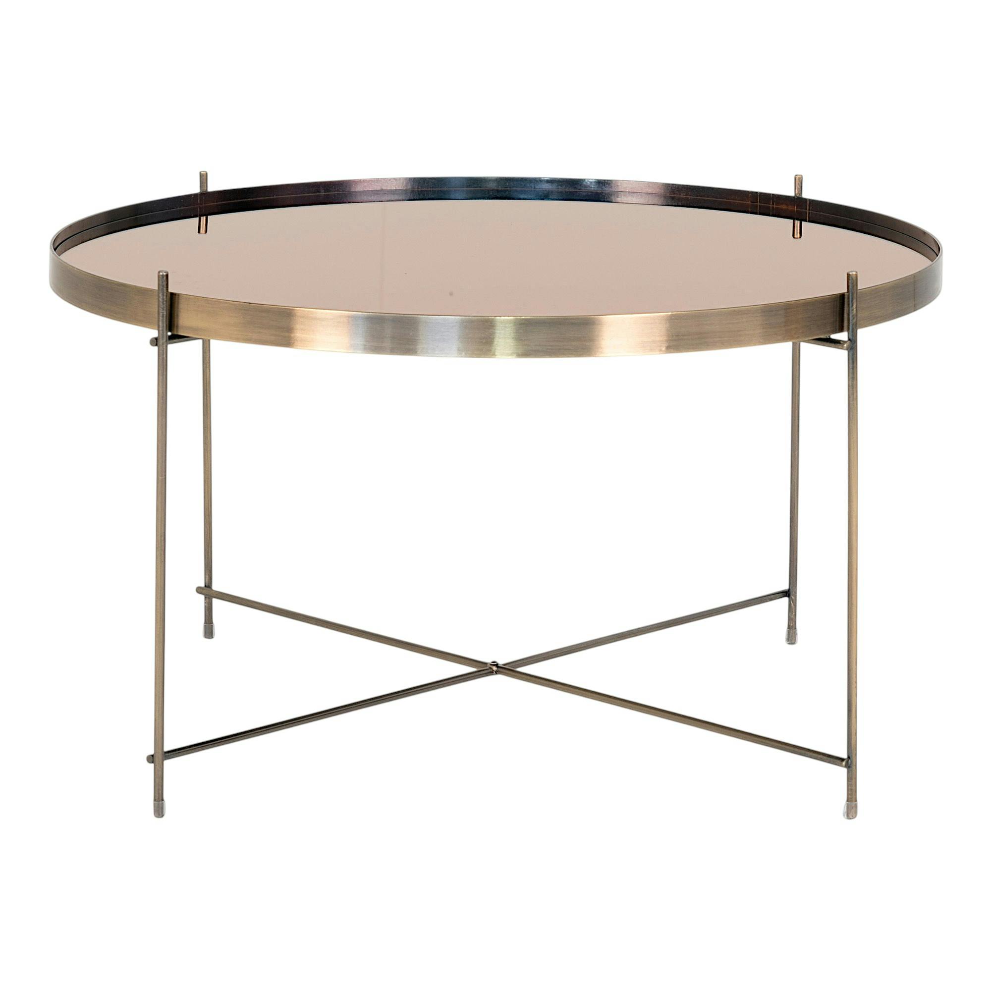 Table basse design verre et effet laiton ø70 cm TULUM