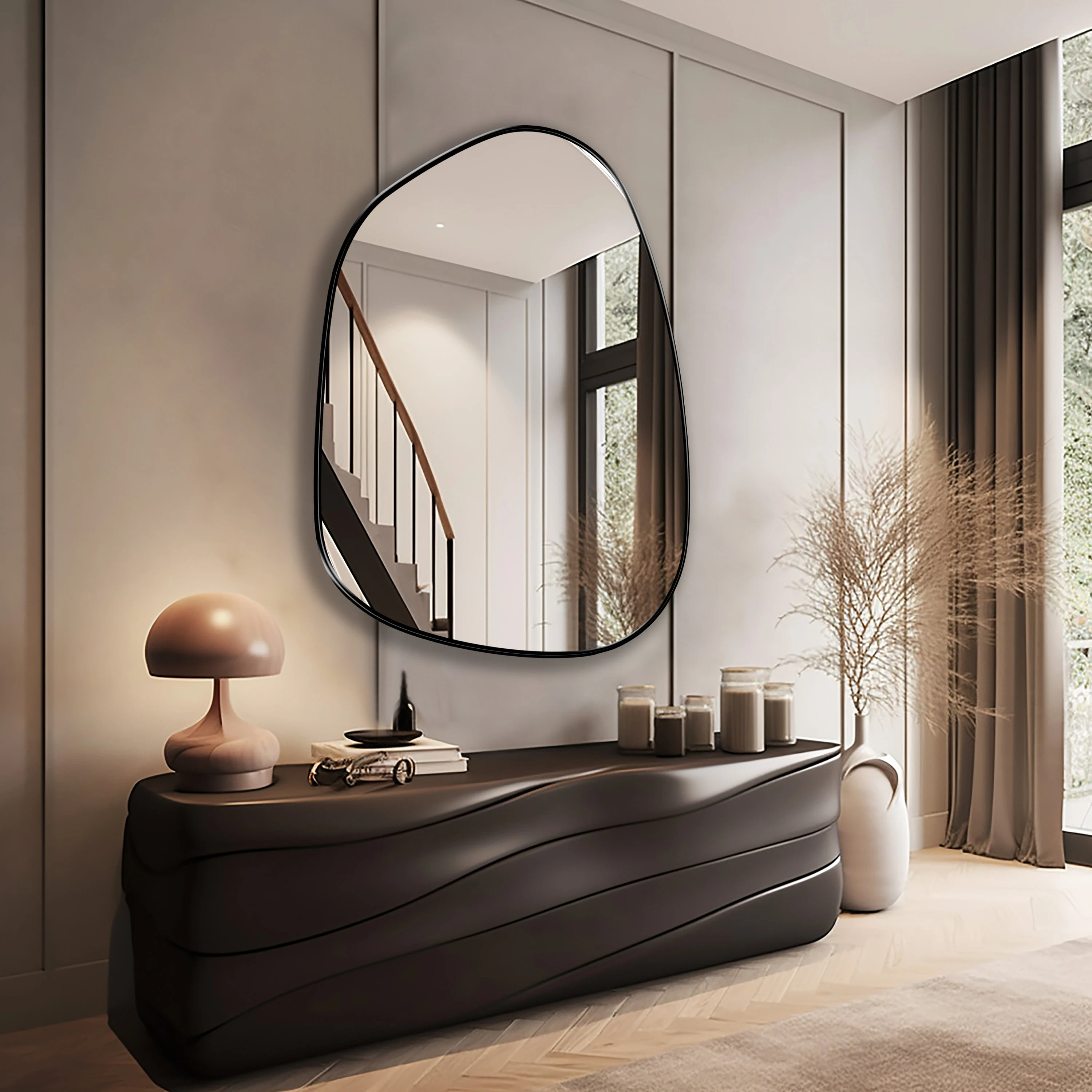 Asymmetrical Mirror, Irregular Mirror, Mirror Wall Decor, Abstract Mirror, Elegant Mirror for Chic Homes, A Statement Piece for Any Decor
