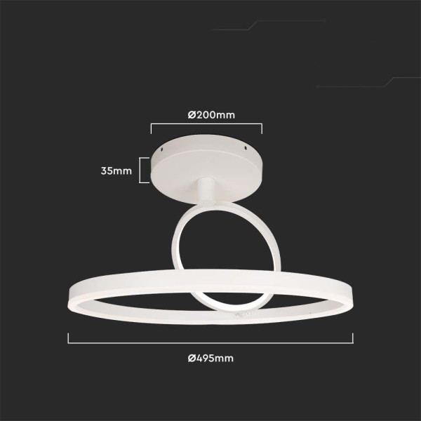 Lampa sufitowa VT-7907 biała LED 1x37W Ciepła biel 4000lm V-TAC