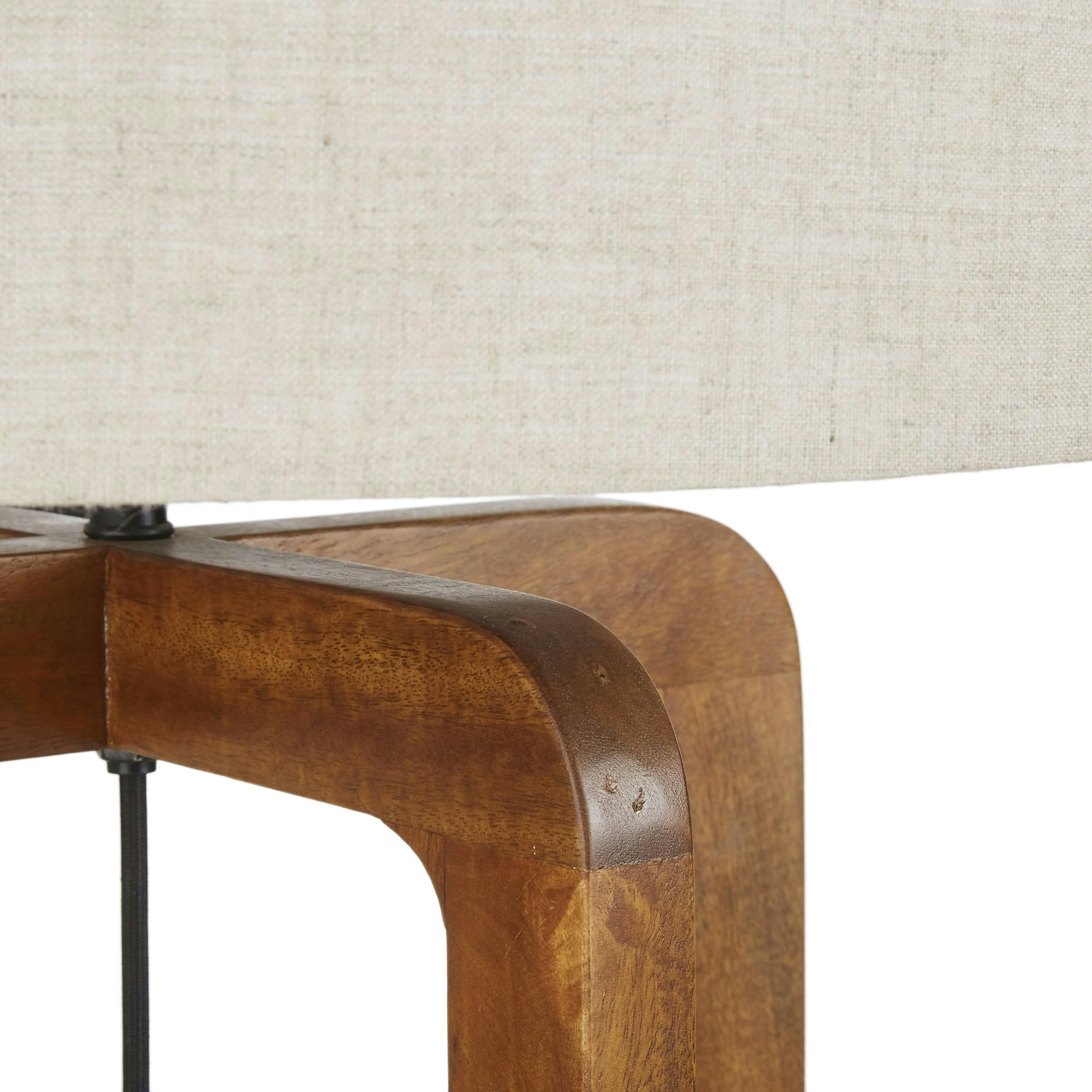 ARIANA - Lampadaire en bois de manguier et abat-jour en lin beige H166