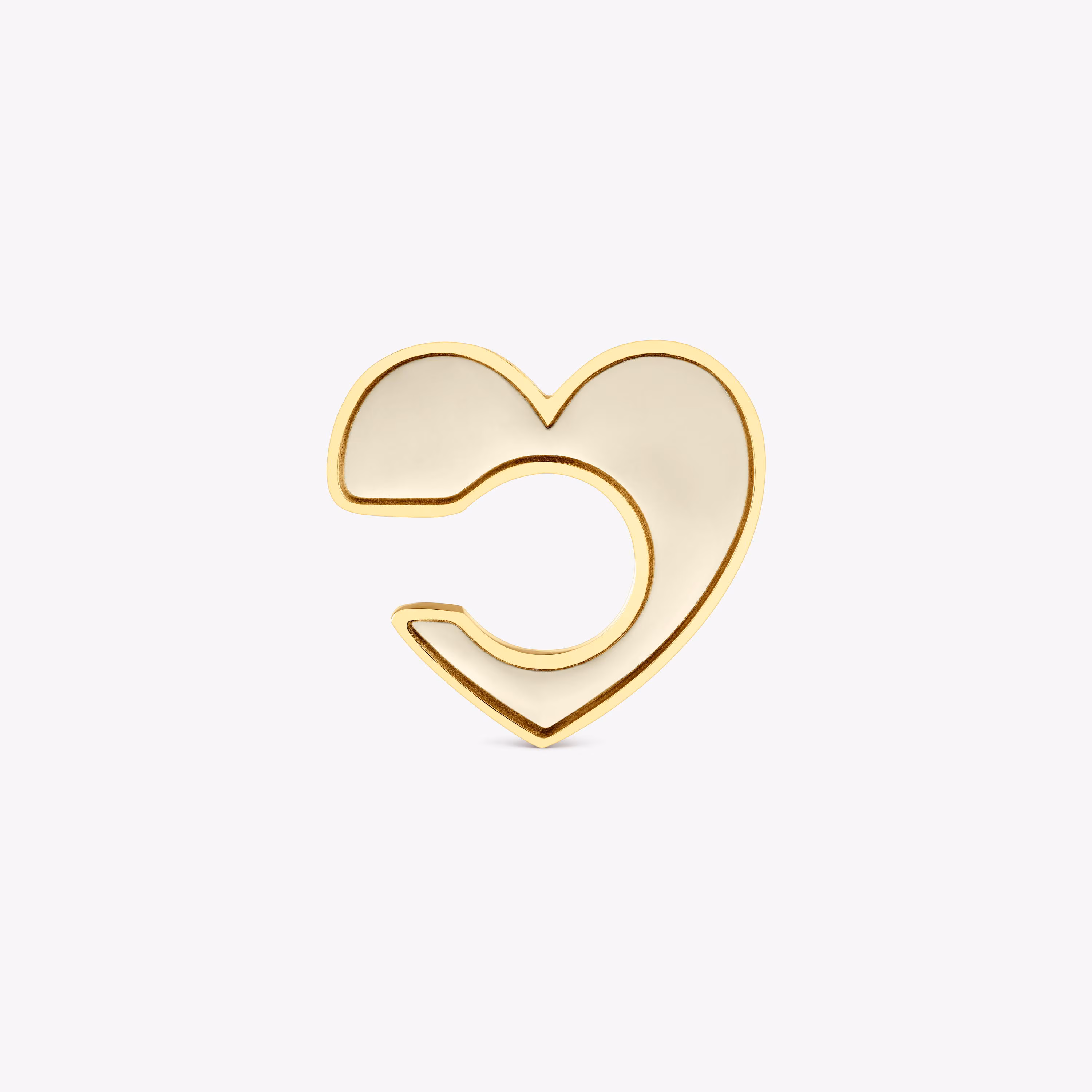 Earcuff corazón de acero dorado y resina blanca Galaxy