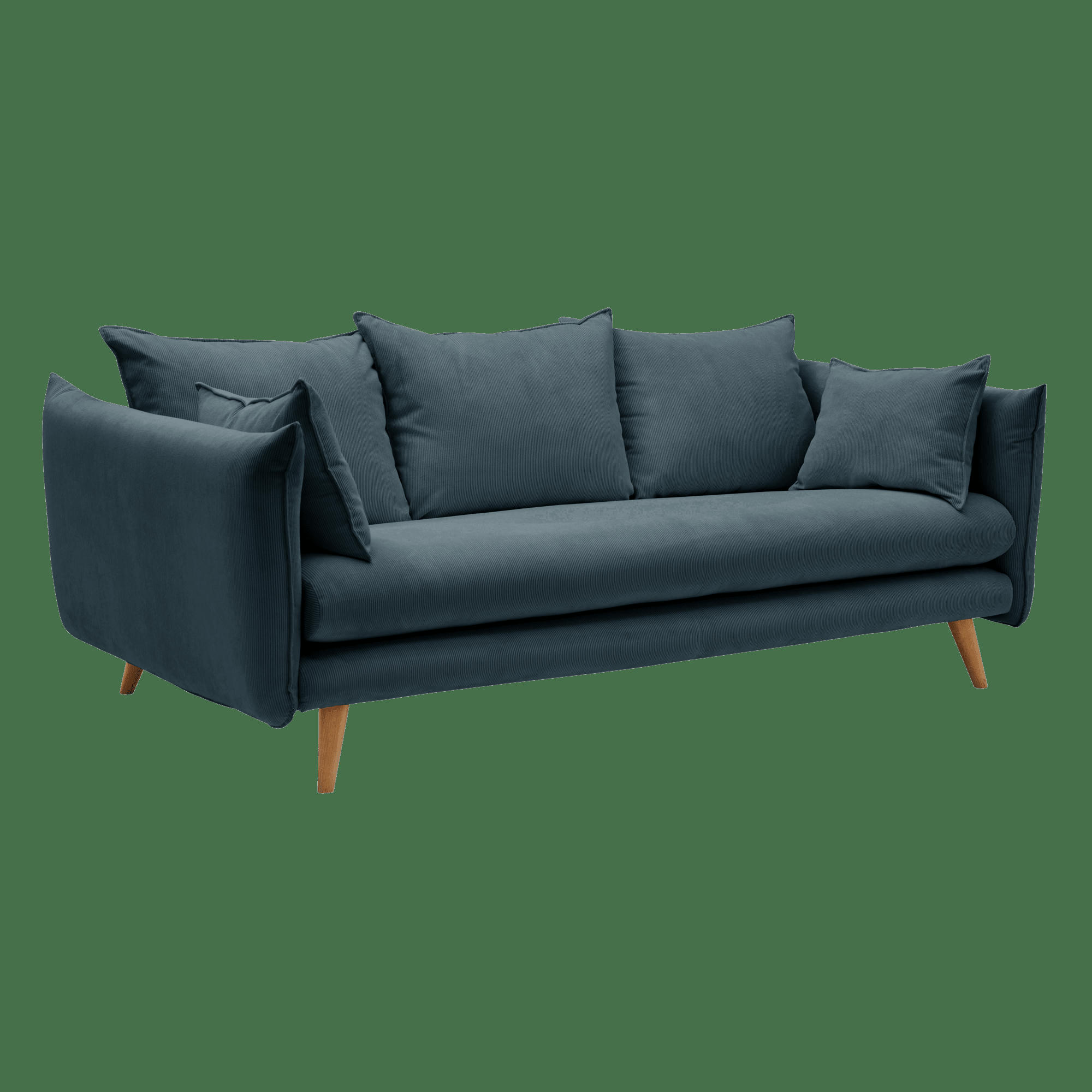 ORION - Canapé velours côtelé Bleu Prusse 3 places