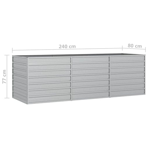 NNEVL Garden Raised Bed 240x80x77 cm Galvanized Steel Silver