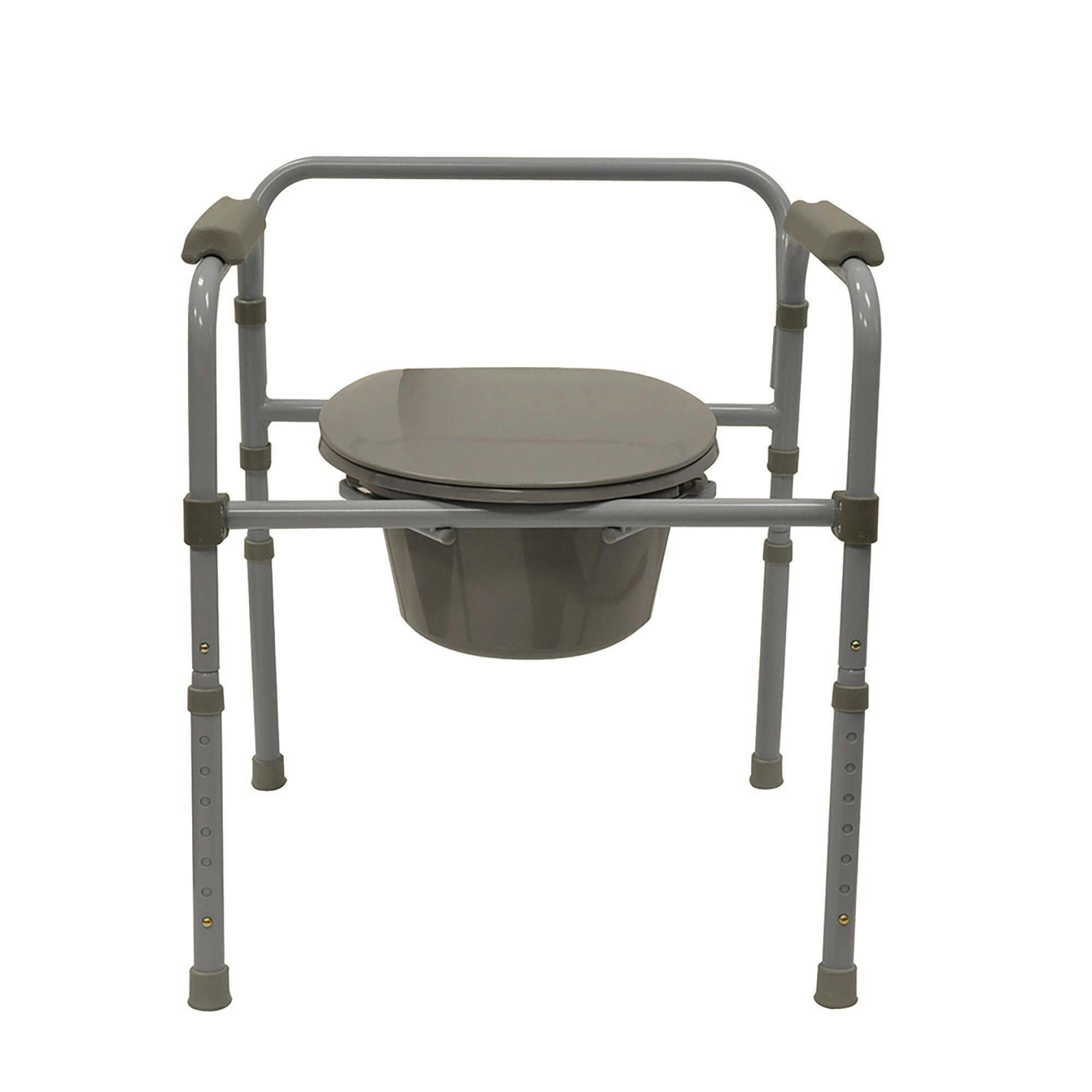 Bios Height Adjustable Deluxe Commode Chair/Raised Toilet Seat with Armrests, Grey