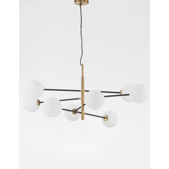 Pendelleuchte »Vitra «, LED, 8-flammig, goldfarben/weiß/schwarz