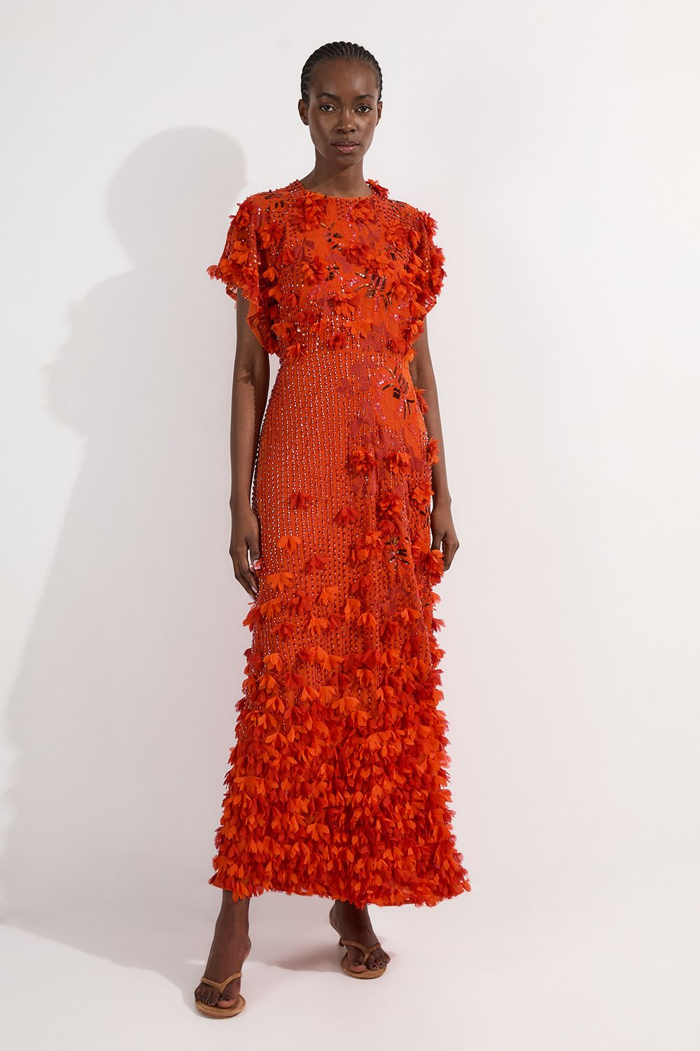 KarenMillen Tall Embroidery And Applique Angel Sleeve Woven Maxi Dress