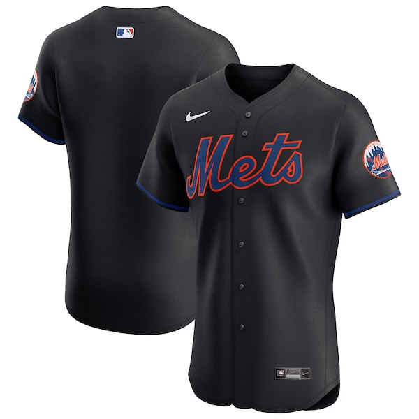 New York Mets Nike Alternate Vapor Premier Elite Patch Jersey - Black