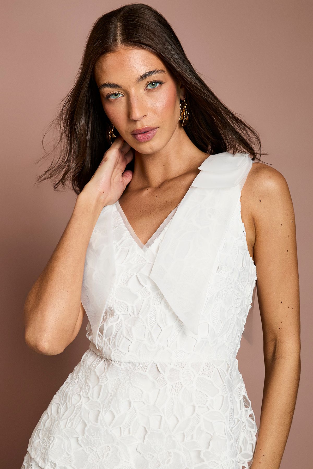 Coast Organza Lace Bow One Shoulder Top