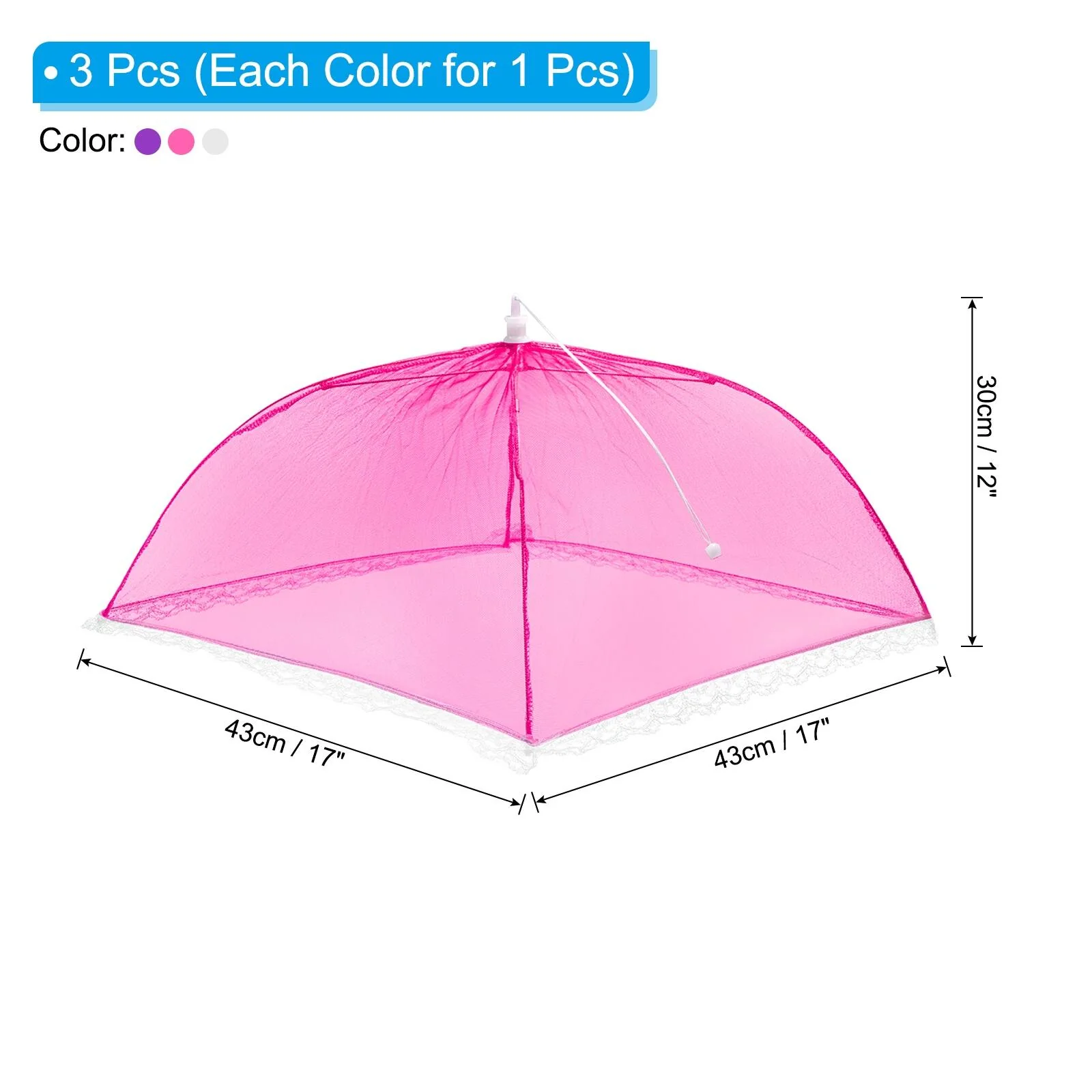 17x17 Mesh Food Covers Set, 3 Pcs Collapsible Food Tent Umbrella