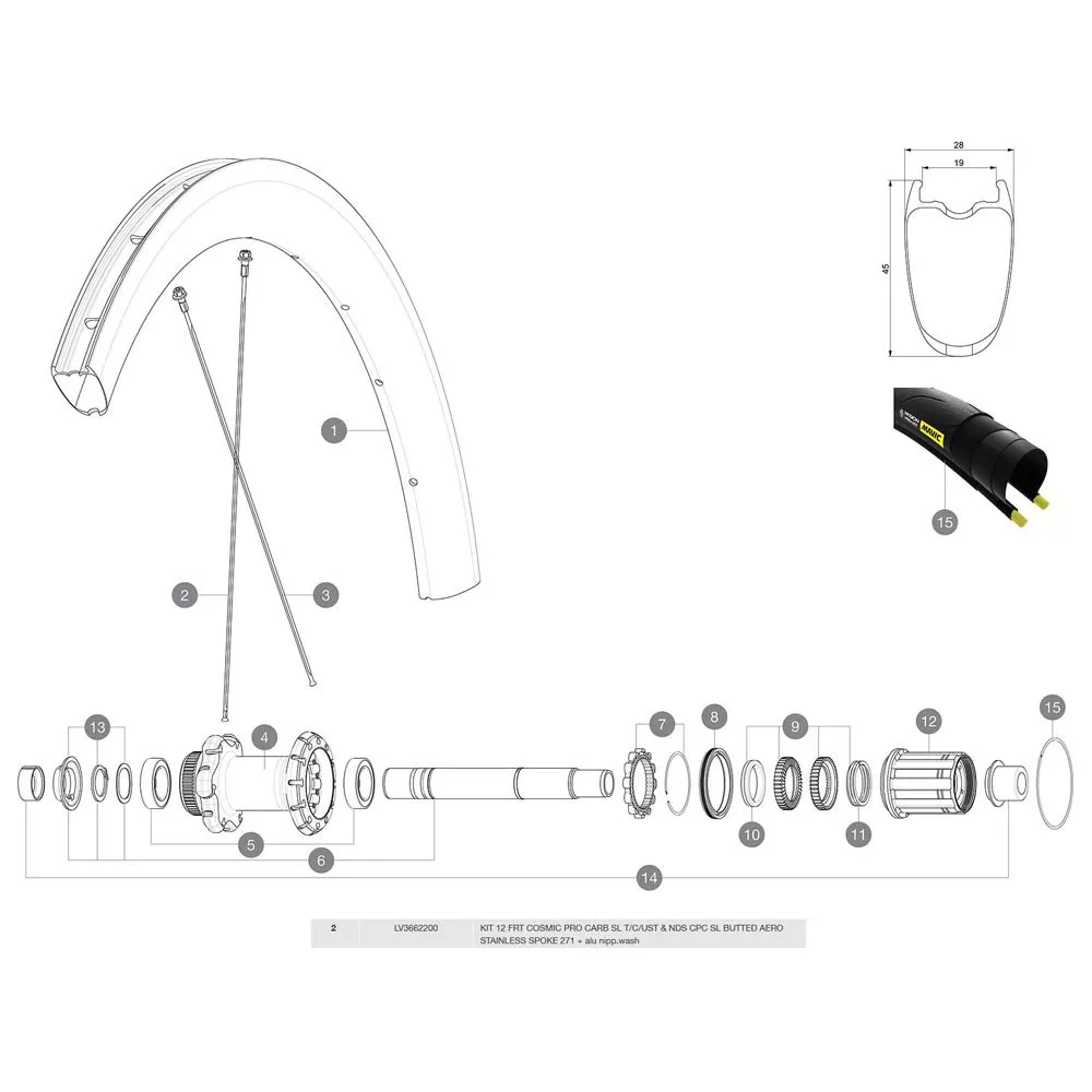 Mavic Cosmic Pro Carbon SL C Left Spokes 12 units