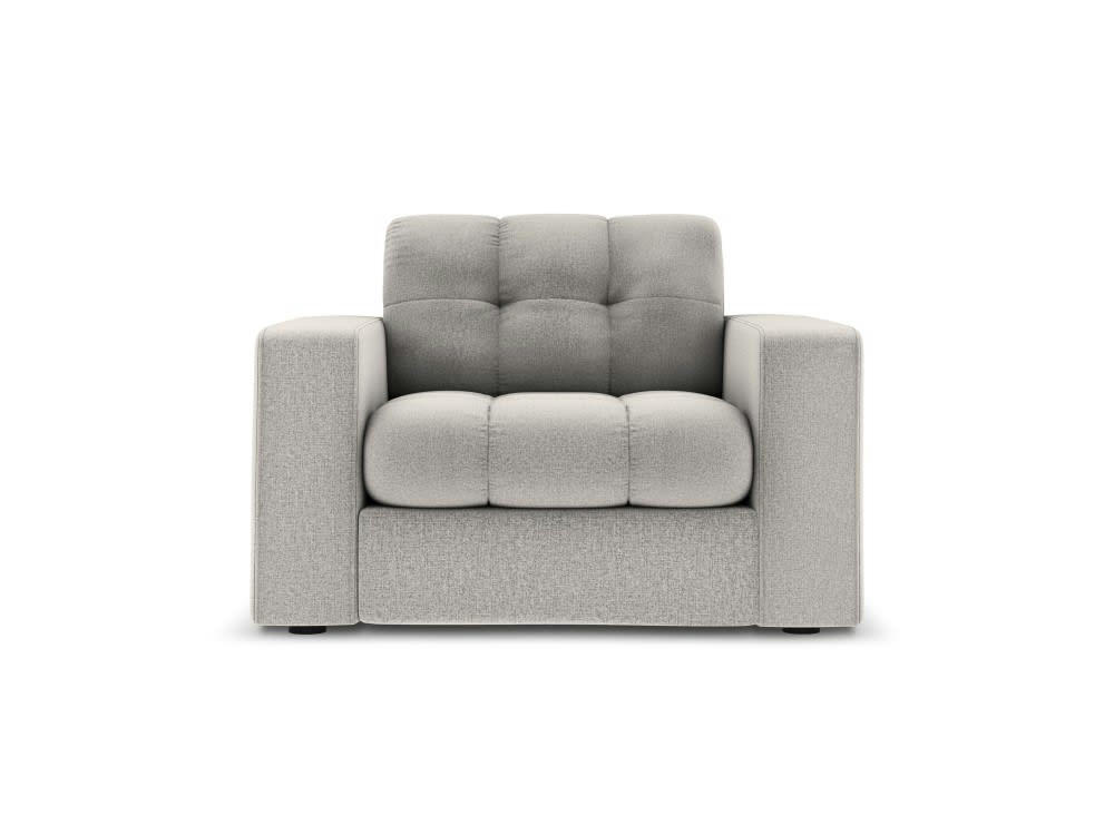 JUSTIN - Fauteuil en tissu structuré gris clair