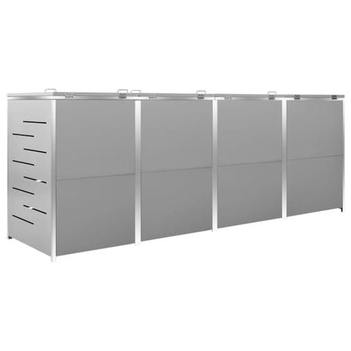 NNEVL Quadruple Wheelie Bin Shed 276.5x77.5x115.5 cm Stainless Steel