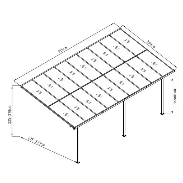 Terrassendach »Bruce«, Breite: 556 cm, Dach: Polycarbonat (PC), schwarz