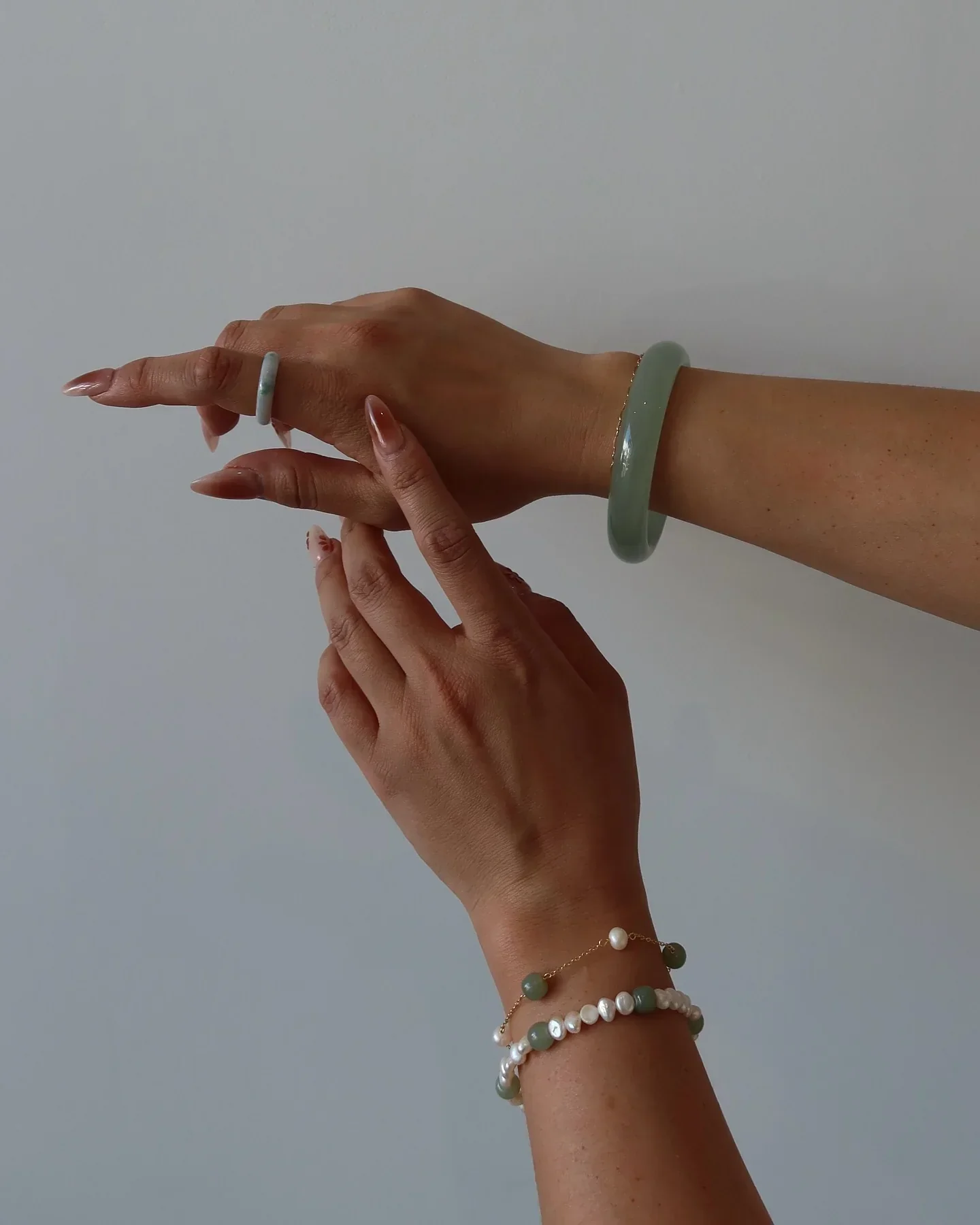Smoke — Opaque Green Jade Stone Bangle