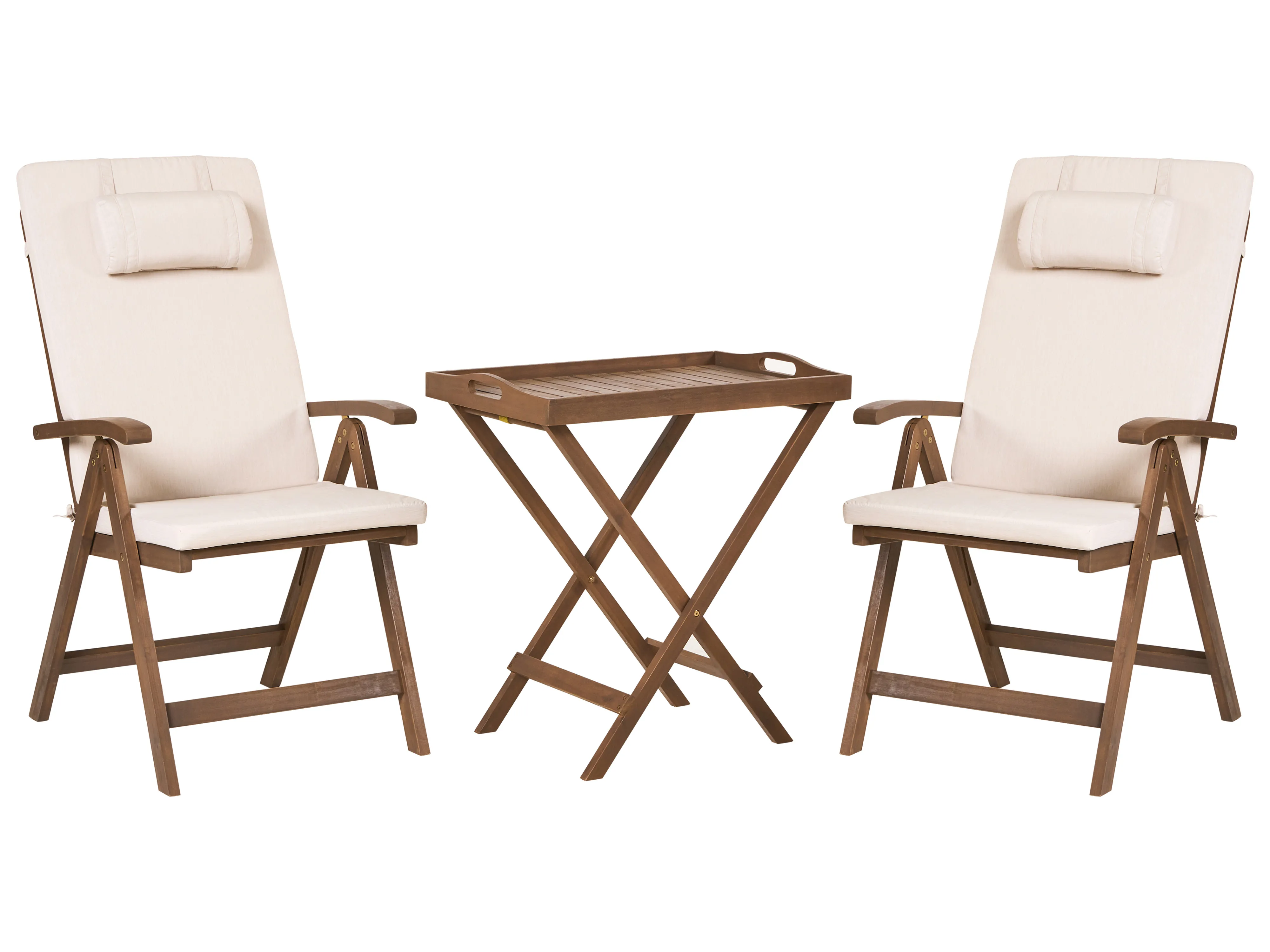 Garden Dining Set 6 Seater AMANTEA PREMIUM Acacia Wood Light Beige