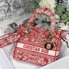 Dior The LADY D-LITE Bag Raspberry Toile de Jouy Reverse Embroidery M0565ORGO_M929