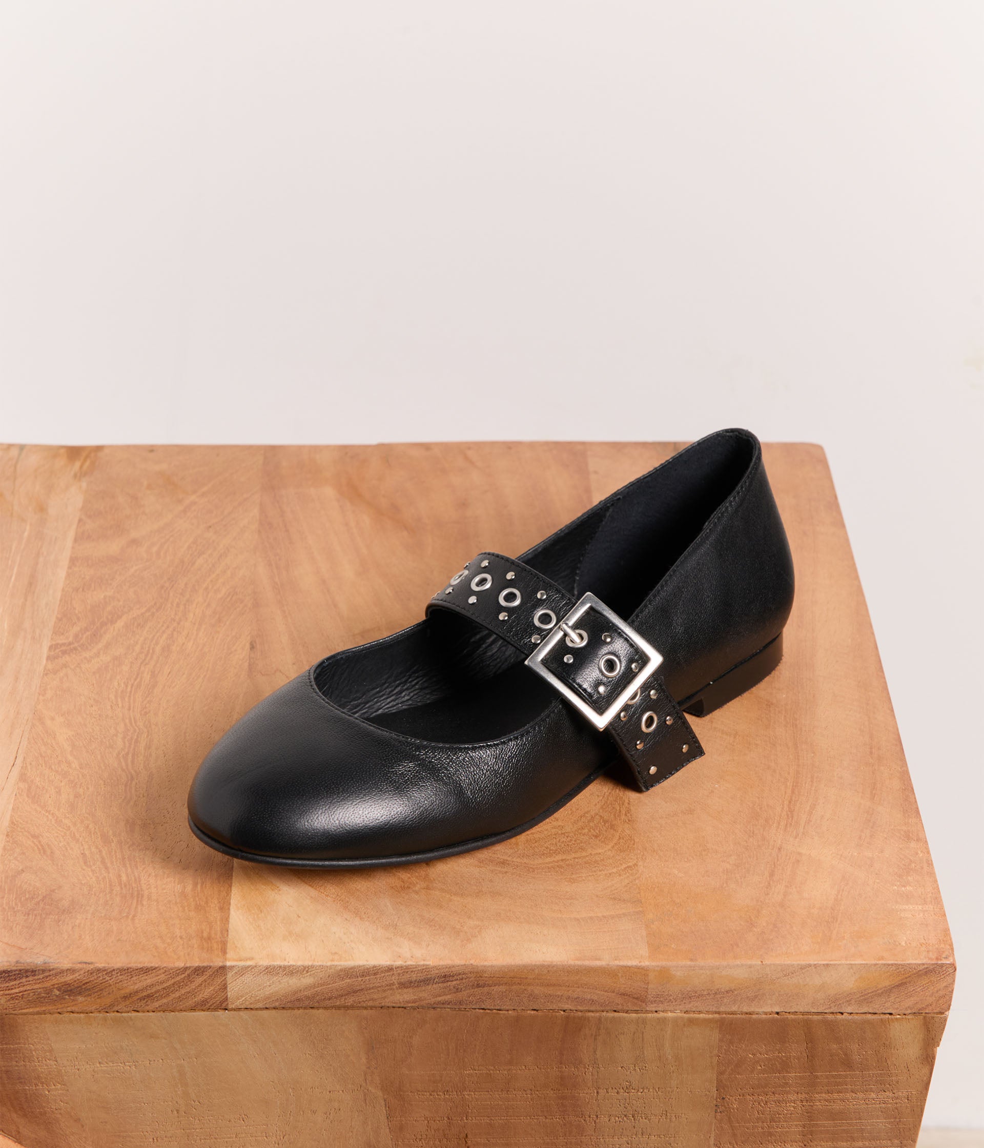 Babies cuir noir Roméo